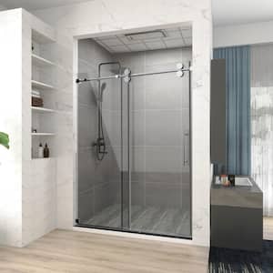 60 in. W x 66 in. H Single Sliding Frameless Corner Shower Enclosure in Chrome with Clear Glass