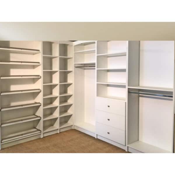 Unbranded WalkIn 14 in. D x 159.5 in. W x 84 in. H Gray WoodFreestanding Closet System Several Adjustable Shelves
