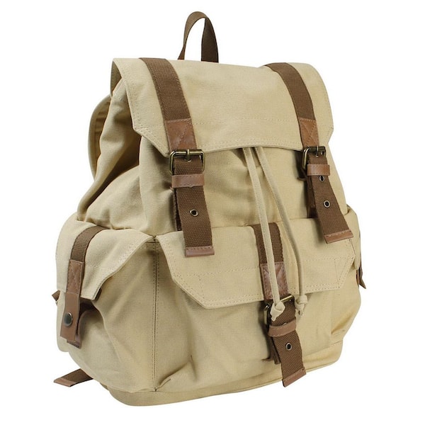 Vagarant 15 in. H Khaki Sport Canvas Backpack Rucksack