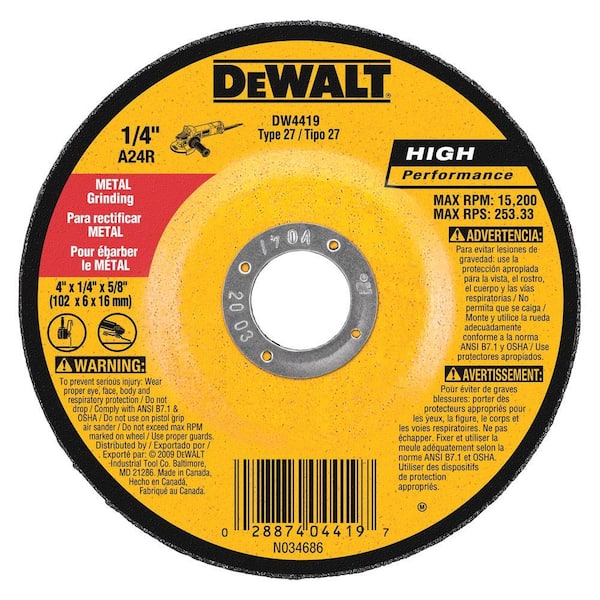 4 in. x 1/4 in. x 5/8 in. General Purpose Metal Grinding Wheel