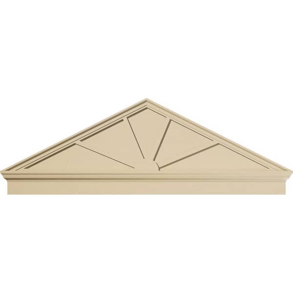 Ekena Millwork 70-in. W x 24-3/8-in. H x 2-3/4-in. P (Pitch 6/12) Peaked Cap 4 Spoke Signature Urethane Combination Pediment Primed Tan