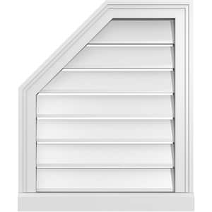 20 in. x 24 in. Octagonal Surface Mount PVC Gable Vent: Functional with Brickmould Sill Frame