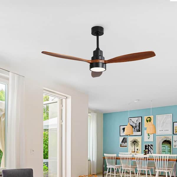 52 in. 3-Blade Indoor Black Ceiling Fan with Quiet Reversible DC Motor for Bedroom or Living Room