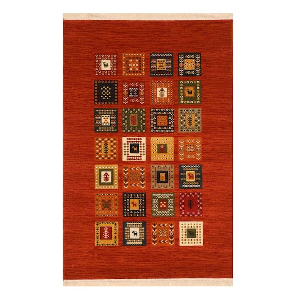 Rust 5 ft. x 8 ft. Bohemian Gabbeh Design Rug Area Rug
