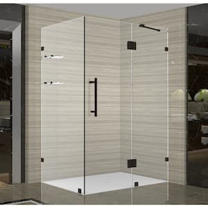 Avalux GS 40 in. x 36 in. x 72 in. Frameless Corner Hinged Shower Enclosure with Glass Shelves in Bronze