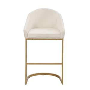 Torano 27 in. Cream Low Back Metal Counter Stool