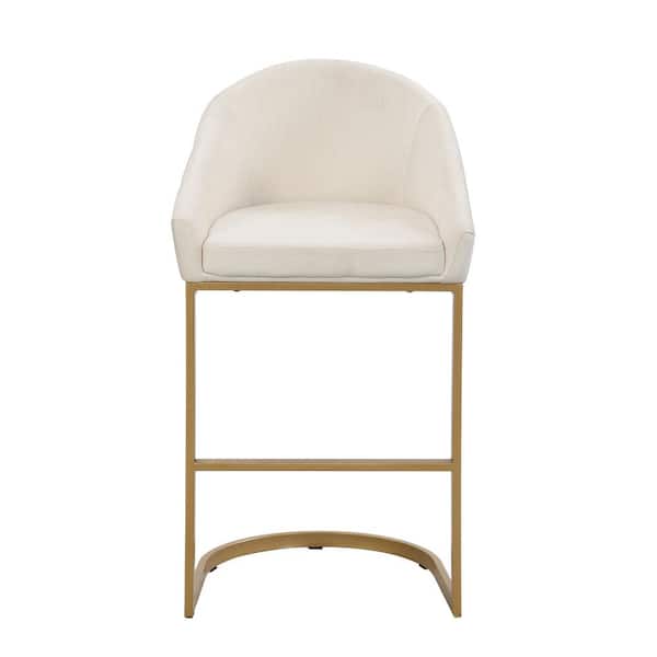 Unbranded Torano 27 in. Cream Low Back Metal Counter Stool