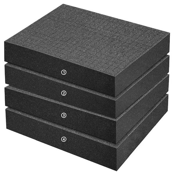 4 Pack 1 lb. 15.9 x 11.8 x 1.9 Inch Black Polyurethane Foam Sheets for Crafts and Storage Organizer