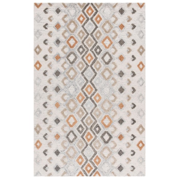 SAFAVIEH Casablanca 5 ft. x 8 ft. Ivory/Rust Diamond Fade Area Rug ...