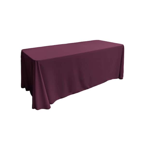 LA Linen 90 in. x 156 in. Eggplant Polyester Poplin Rectangular Tablecloth