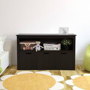 24.2 in H Brown Kids Toy Storage Cabinet Toddler's Room Chest Cabinet 3-Drawers with Wheels Bookcase