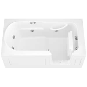 HD Series 60 in. Right Drain Step-In Walk-In Whirlpool Bath Tub with Low Entry Threshold in White