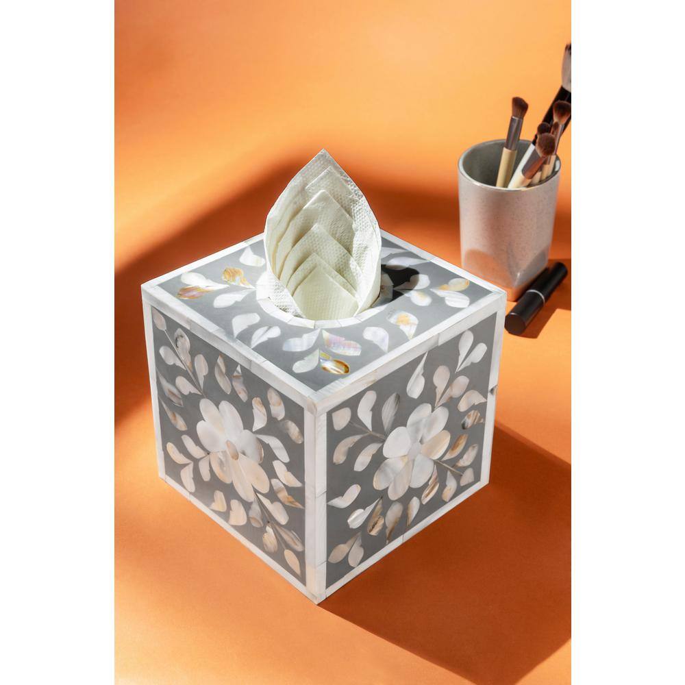 Square Tissue Box Cover - Bone