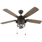 Shanahan 52 in. Indoor/Outdoor LED Bronze Ceiling Fan with Light Kit, Downrod and Reversible Blades