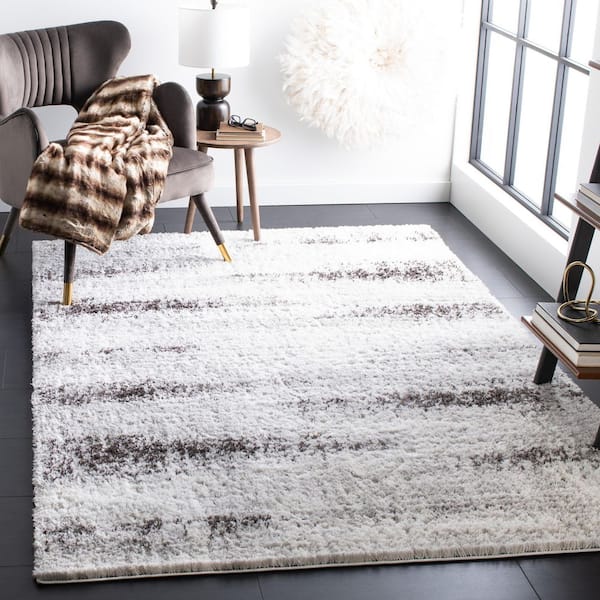 Berber Shag 8 ft. x 10 ft. Gray/Dark Gray Abstract Gradient Striped Area Rug