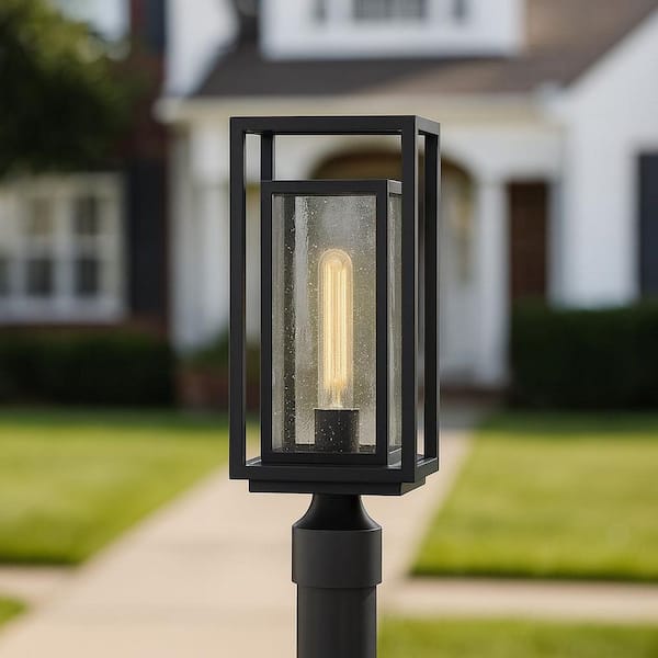 HINKLEY Republic 1-Light Black Plastic Weather Resistant Post Light with No Bulbs Included