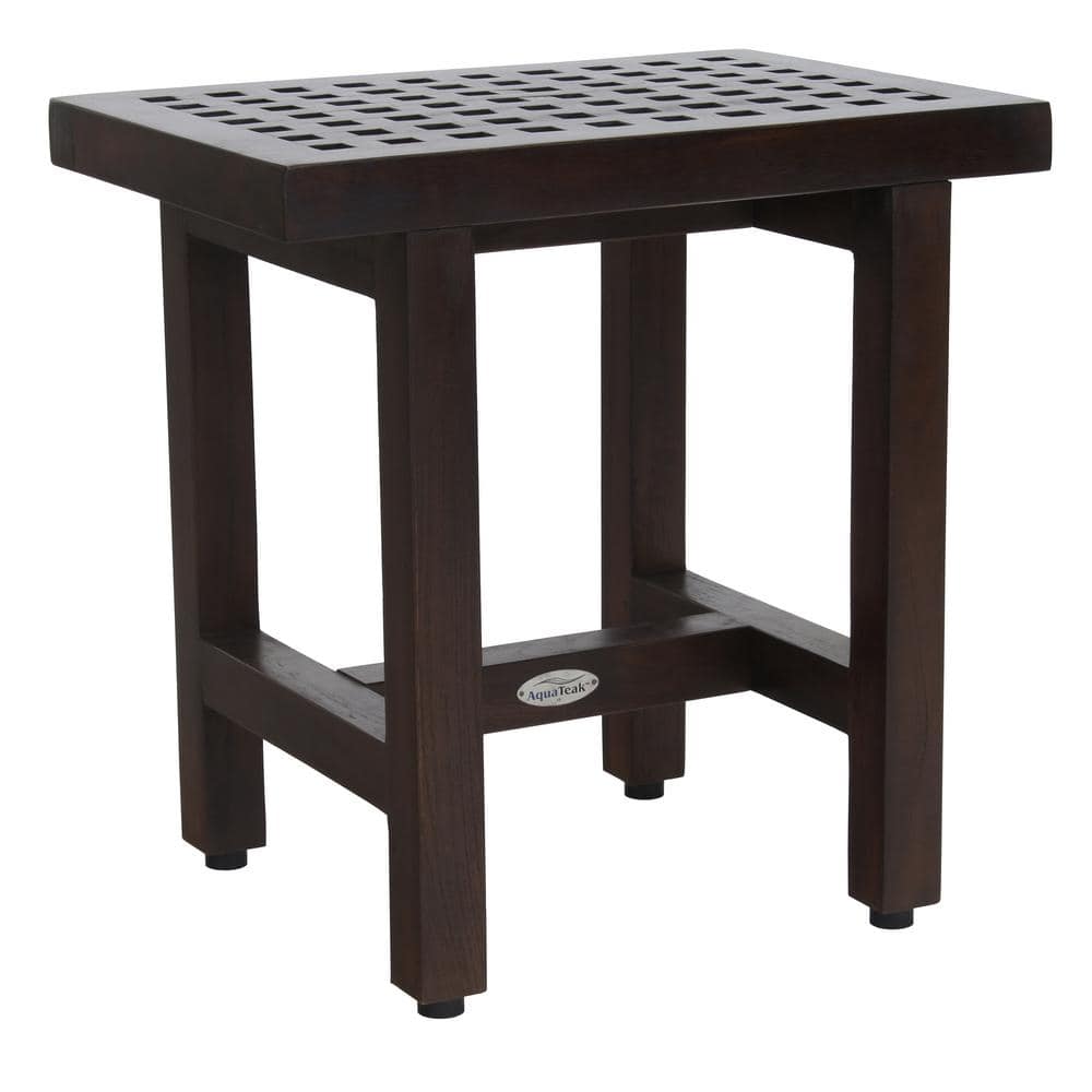 Patented 18 in x 12 in Grate Lotus Mocha-Shield Freestanding Teak Shower Be