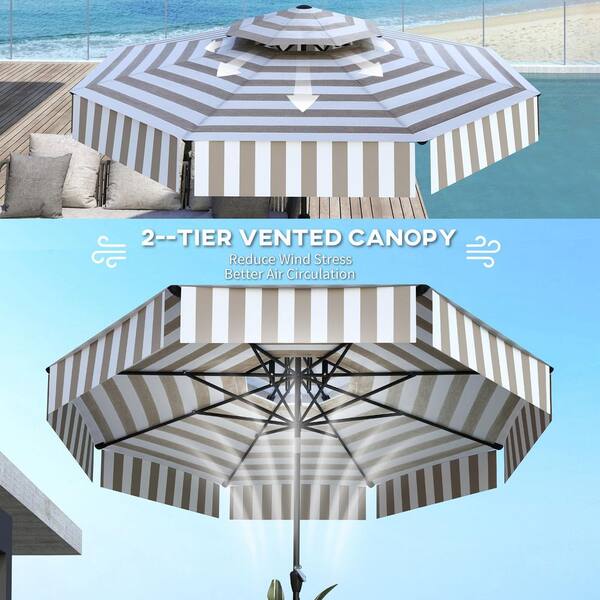 gray striped patio umbrella AMMSUN 7ft Fringe Umbrella,Gray Stripes White Stripped 10 Ft Patio Offset Cantilever Umbrellas Italian 6 ft Patio Umbrella