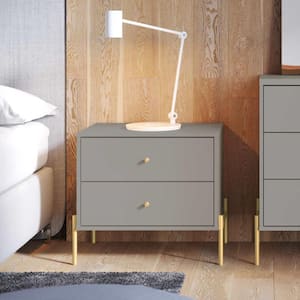 Jasper 2-Drawer Grey Nightstand (22.08 in. H x 25.15 in. W x 17.51 in. D)