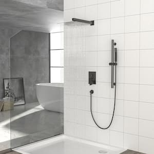 Fly Wall Bar Shower Kit 2-Spray Patterns 12 in. Wall Mount Dual Shower Heads in Matte Black