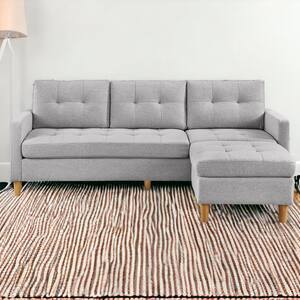 Amelia 87 in. Straight Arm Polyester Blend Rectangle Sofa in Light Gray