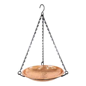 Hanging Copper Birdbath/Bird Feeder with Iron Chain