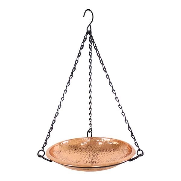 Sunnydaze Hanging Copper Birdbath/Bird Feeder with Iron Chain