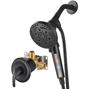 Filtered Single Handle 7-Spray Patterns Shower Faucet 1.8 GPM with Adjustable Stream in Matte Black (Valve Included)