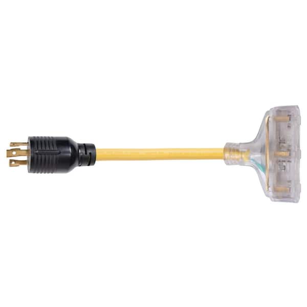 ParkPower by Marinco 30 Amp Generator Plug To (3) 15 Amp Receptacles Pigtail Adapter