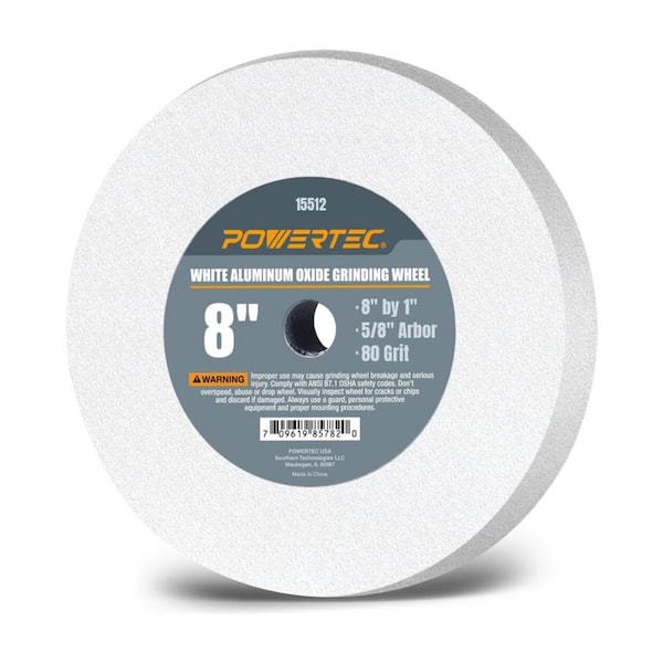 8 in. x 1 in. 80-Grit 5/8 in. Arbor White Aluminum Oxide Grinding Wheel for Bench Grinder