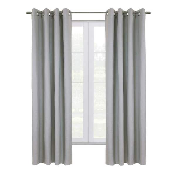 THERMALOGIC Shadow Grey Polyester Textured 52 in. W x 63 in. L Grommet Indoor Blackout Curtain (Single Panel)
