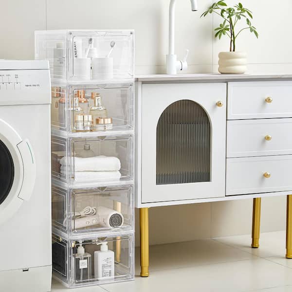 Afoxsos Clear 10.65in x 13.54in x 7.52in PP Plastic Stackable