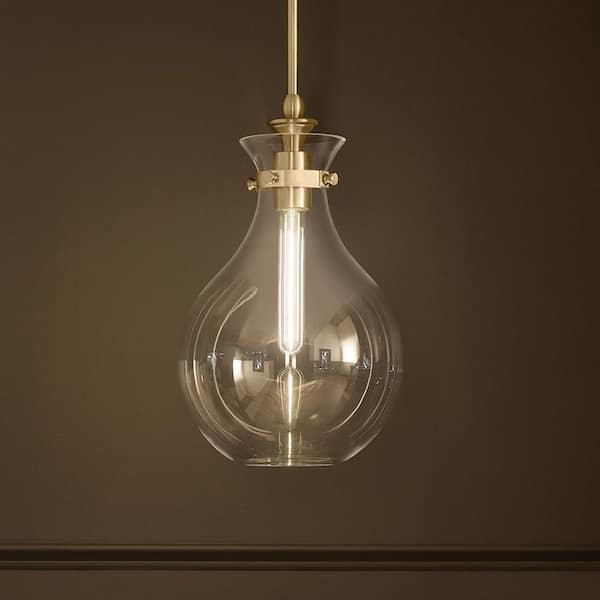 Laria 9.75 in. 1 Light Pendant with Clear Glass in Champagne Bronze