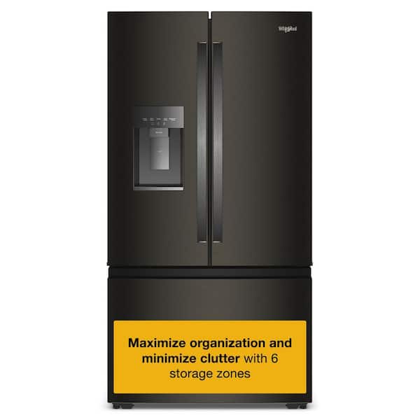 36 in. 23 cu. ft. Counter Depth French Door Refrigerator in Black Stainless Finish with In-Door Water & Ice