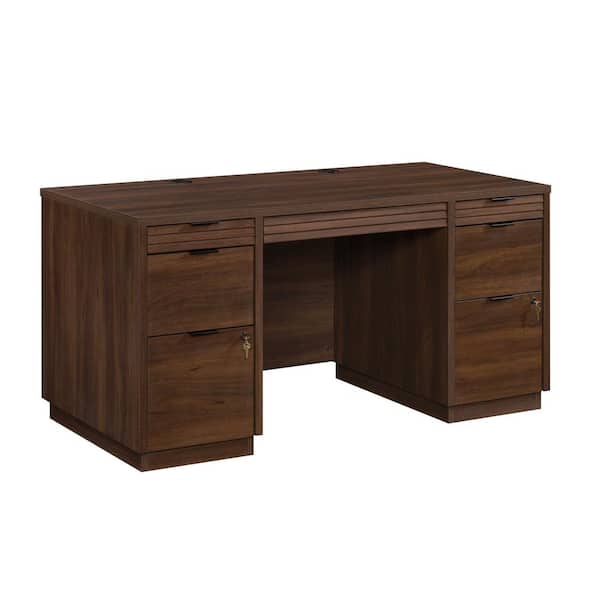 WORKSENSE Palo Alto 59.134 in. Spiced Mahogany Commercial Executive Desk Comes Partially Assembled