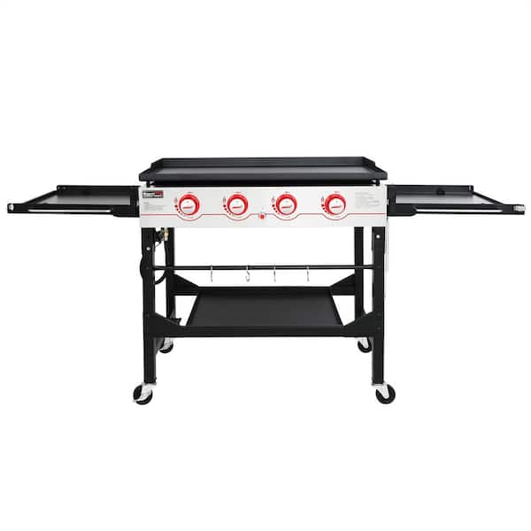 Royal Gourmet GB4000F 36 in. 4-Burner Propane BBQ Grill in Black Flat Top Gas Griddle with Top Cover Lid, for Large Outdoor Camping - 1