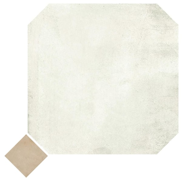 Merola Tile Laverton Octagon Nieve with Taco Beige 8 in. x 8 in. Porcelain Floor and Wall Take Home Tile Sample
