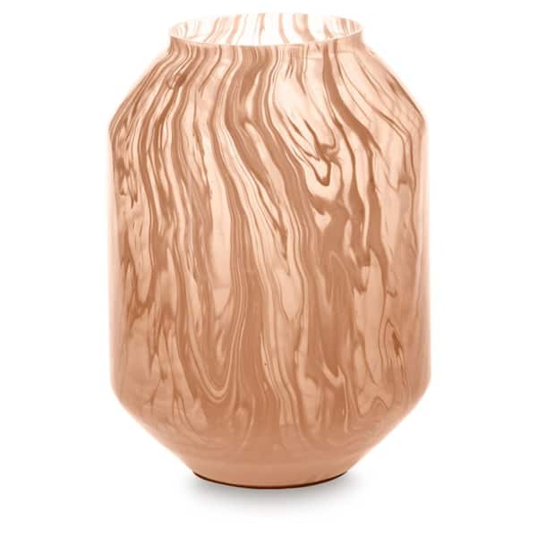 Signature DESIGN BY ASHLEY Dushby 10 in. Pink Glass Cylinder Decorative Vase