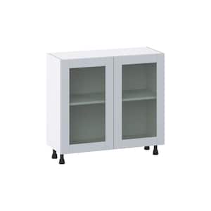 Cumberland Light Gray Shaker Assembled Shallow Base Kitchen Cabinet with Glass Door (36 in. W x 34.5 in. H x 14 in. D)