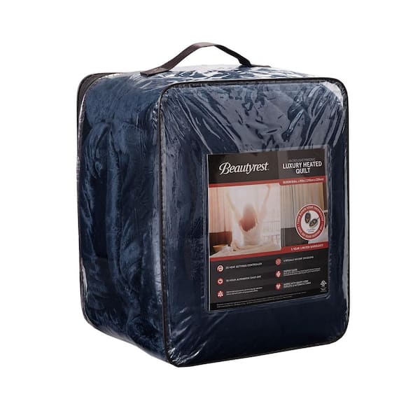 Beautyrest 80 in. x 84 in. Navy Full Microlight Electric Blanket