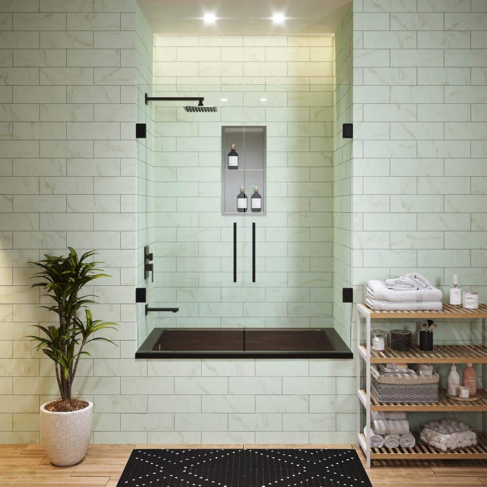 Matte Black Acrylic Drop-In Bathtub with Reversible Drain
