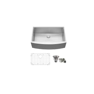 33 in. Farmhouse Single Bowl Stainless Steel Kitchen Sink with Accessories