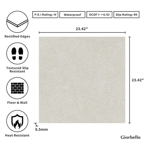 Giorbello Japanese Kyoto Beige 24 in. x 24 in. Matte 3D Textured