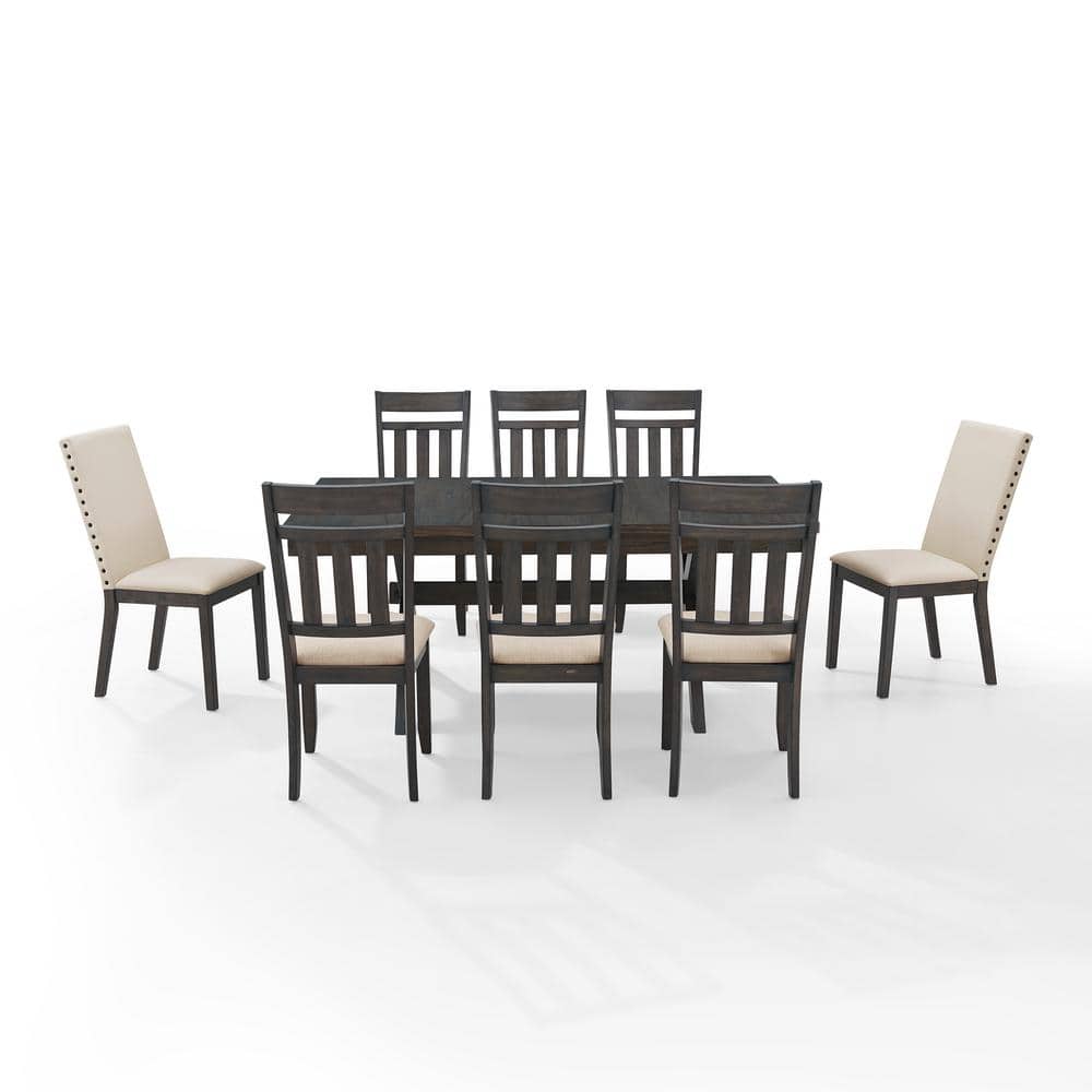 Hayden Slate and Cream 9-Piece Wood Dining Set