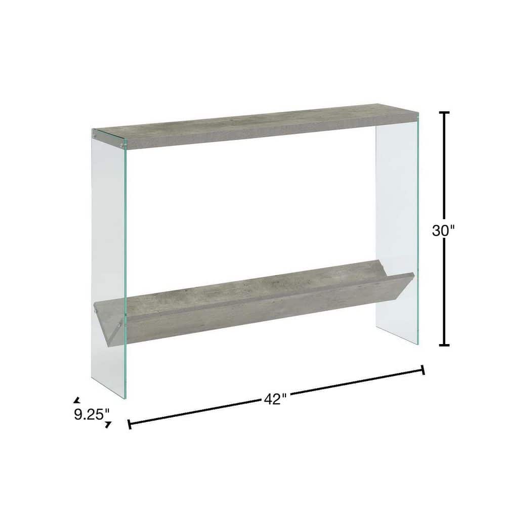 SoHo V Faux Birch 42" Glass-Top Console Table with Storage Shelf