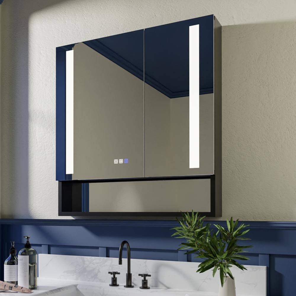 30 in. W x 32 in. H Surface/Recessed-Mount Rectangular LED Bathroom Medicin