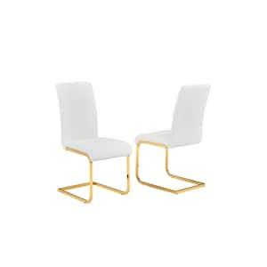 Trinity White/Gold Modern Side Chairs (Set of 2)