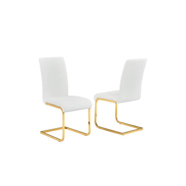 Best Master Furniture Trinity White/Gold Modern Side Chairs (Set of 2)