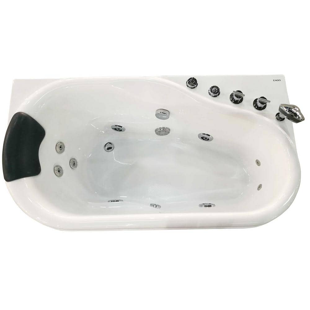 White Acrylic Corner Whirlpool Bathtub with Right Drain