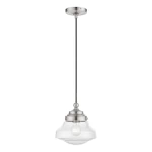 Avondale 1-Light Brushed Nickel Island Mini Pendant with Clear Glass Shade